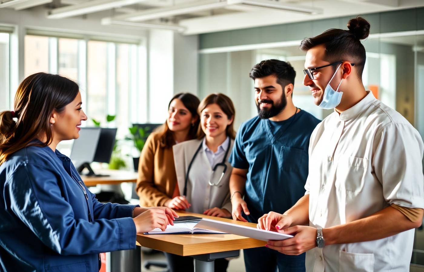 Professionals collaborating in a modern Canadian workplace